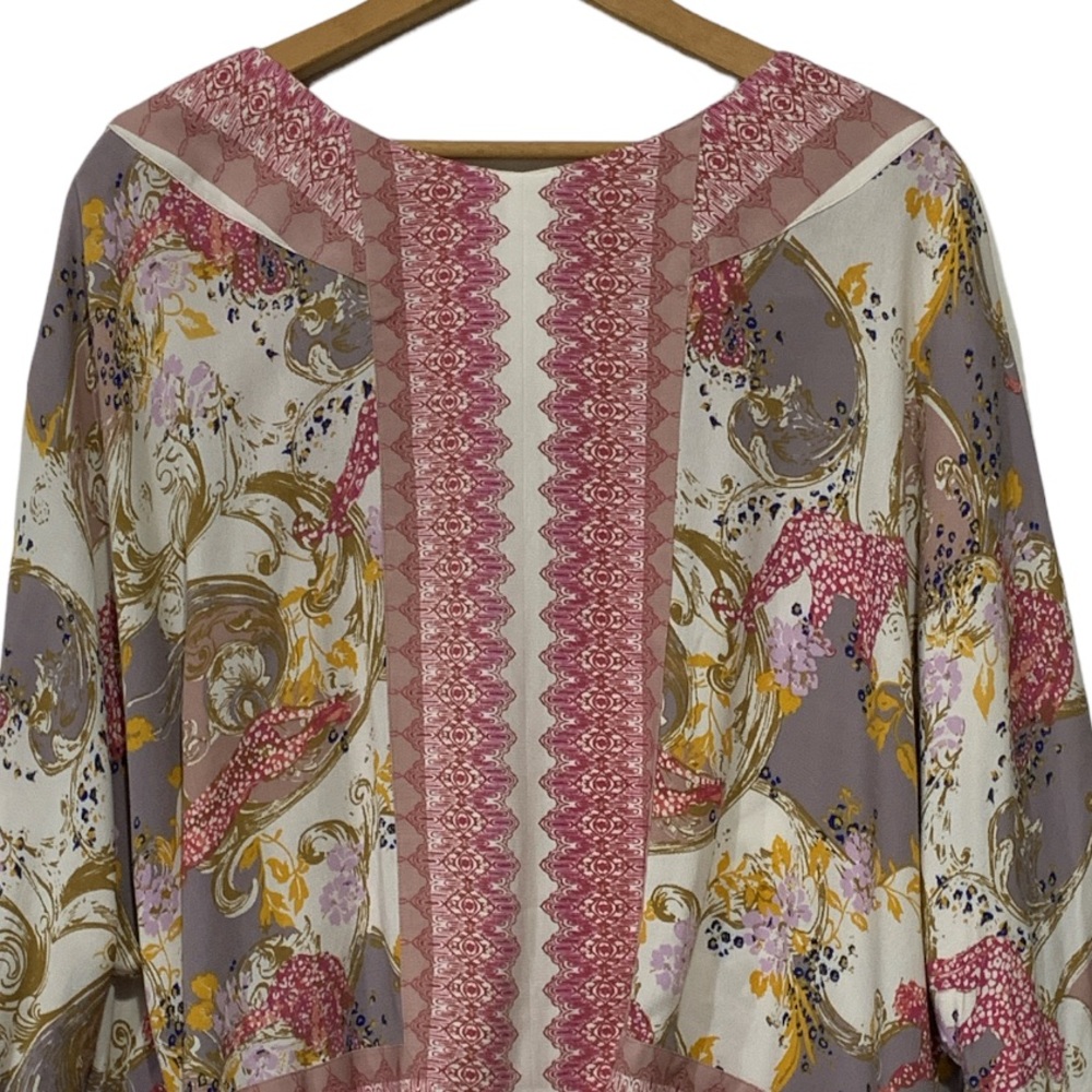 Free People Catch Me If You Can Coquette Feminine Floral Print Blouse M - Picture 12 of 14